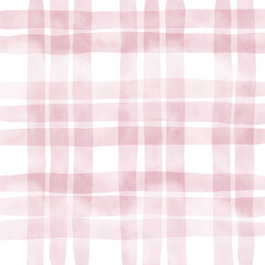 Pink Plaid Gingham Hand Drawn Background Pattern Overlay