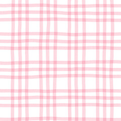 Pink Plaid Gingham Hand Drawn Background Pattern Overlay