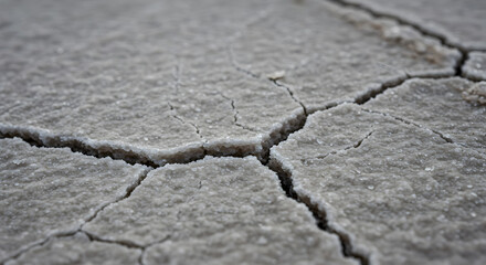 Obraz premium Textured Salt Crust Landscape with Arid Cracks Displaying Environmental Effects