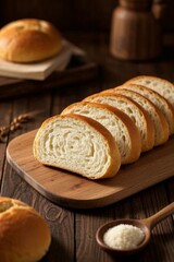 Naklejka premium a close up of a loaf of bread on a cutting board