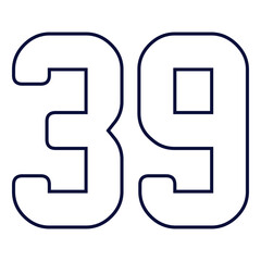 Obraz premium 39,Classic Vintage Sport Jersey Number, Uniform numbers in black as fat fonts, number. For American football, baseball or basketball and ice Hockey.