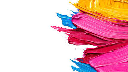 Vibrant Acrylic Paint Strokes on Black Canvas, cut out transparent