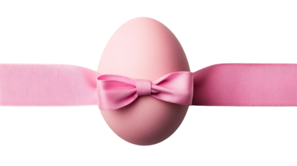 Pink egg tied ribbon bow isolated, cut out transparent