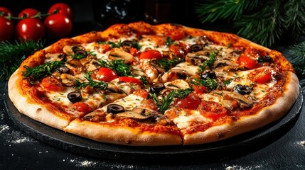 Delicious Mushroom and Olive Pizza