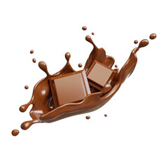 Chocolate splash isolated on a white background. A high quality PNG image capturing the smooth, rich texture of melted chocolate in motion. Perfect for food design and creative projects.

