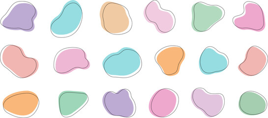 Vector Amoeba Shapes Collection – Soft Fluid Forms in Gentle Pastel Hues – Freeform Modern Abstract Elements