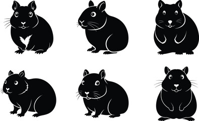 A collection of Hamster silhouettes in a fun, cartoon style