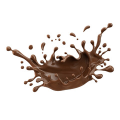 Chocolate splash isolated on a white background. A high quality PNG image capturing the smooth, rich texture of melted chocolate in motion. Perfect for food design and creative projects.

