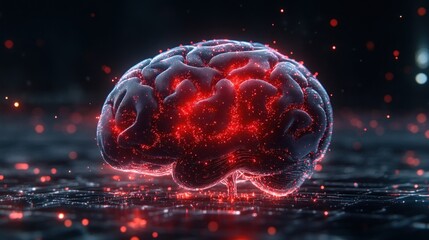 Illuminated Mind: A 3D Render of a Glowing Human Brain