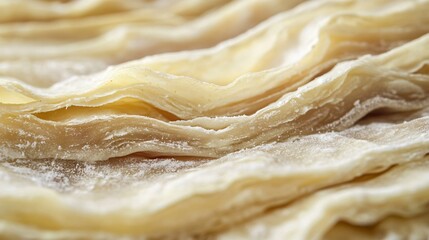 Obraz premium Macro shot of the texture of a delicious hamantash, showcasing the detailed layers of dough and filling