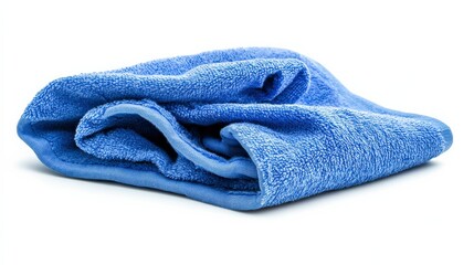Soft Blue Towel Folded Elegantly on a Clean Surface for Bath or Spa Use, Perfect for Relaxation and Comfort in Bathroom or Kitchen Settings