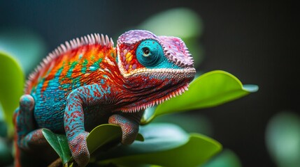 Fototapeta premium closeup of a colorful chameleon lizard