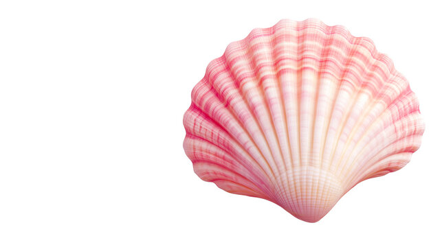 Textured Pink Seashell Isolated on Black Background, cut out transparent
