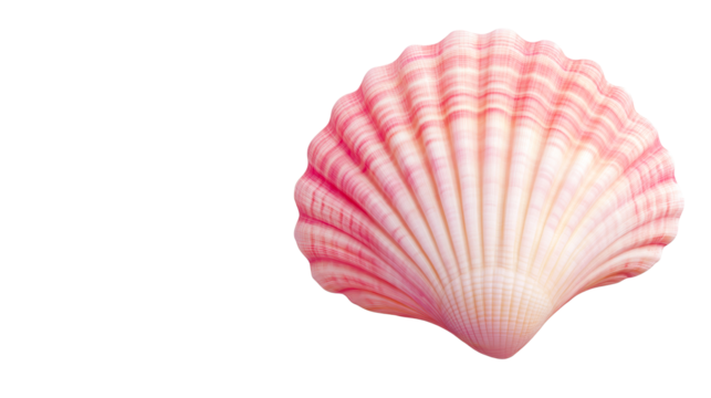 Textured Pink Seashell Isolated on Black Background, cut out transparent