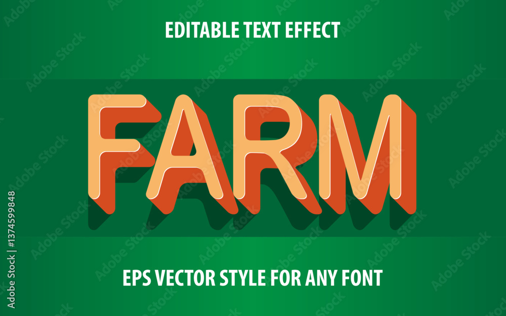 Aufkleber editable 3d text effect with bold orange letters and deep shadow. retro typography style, ideal for 
