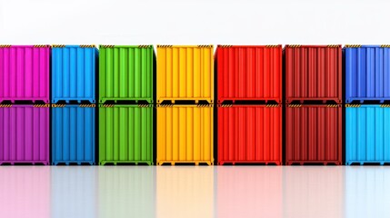Obraz premium Colorful Cargo Containers: A Vibrant Display of International Trade