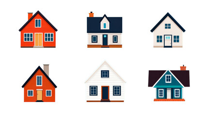 Fototapeta premium Charming houses collection, architecture design, modern style, cut out transparent