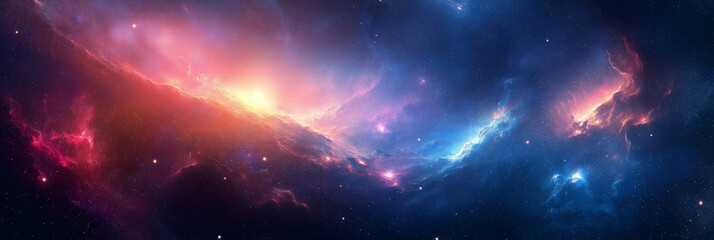 Fototapeta premium Cosmic Nebula: Vibrant Galaxy of Shining Stars, Stellar Dust and Celestial Wonders, Mystical Night 
