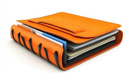 Stylish and Modern Orange Leather Binder with File Folders, Offering an Organized Solution for Office, School, and Personal Document Management Needs
