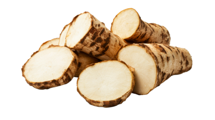 Pile of yam slices, cut out transparent