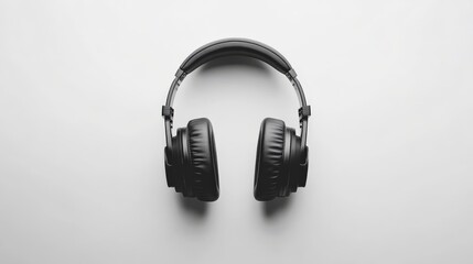 Stylish Black Headphones Isolated on a Light Background for Music Lovers, Audiophiles, and Content Creators Seeking High-Quality Sound Experience