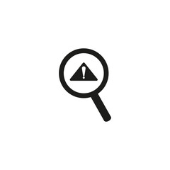 Problem identification icon. magnifying glass with exclamation mark. icon related to warning,