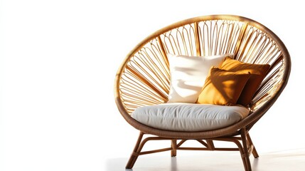 Stylish Rattan Lounge Chair with Cushions in Bright Natural Light for Home Decor Inspiration and Modern Interior Design Concepts