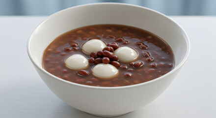 Bowl of Oshiruko: A delectable japanese sweet red bean soup with mochi