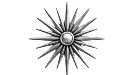 Radiant Silver Starburst with Central Orb, cut out transparent