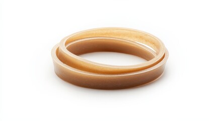 Two Simple and Elegant Rubber Bands in Soft Beige Color, Perfect for Organization and Crafting, Isolated on a Clean White Background for Stock Image Use