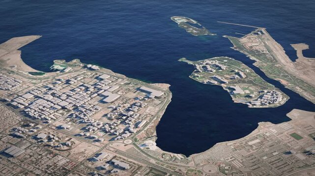 3D Realistic Saudi Arabia Map Jeddah City Animation
