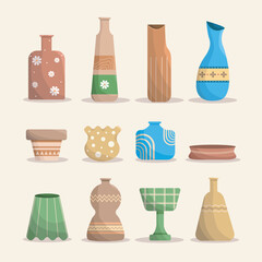 plant pot.Beautifully patterned plant pots. Flower pots with various patterns. Pottery.
