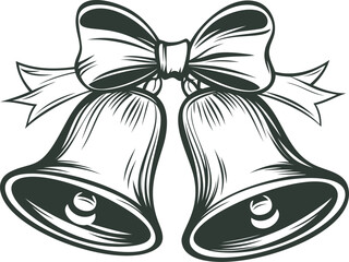 Hand drawn vintage bells with bow