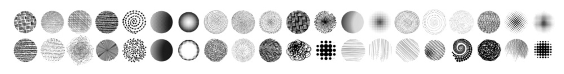 Set of graphic circles handmade. Not AI, Vector illustration