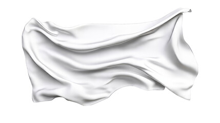 White fabric with folds, abstract textile, cut out transparent