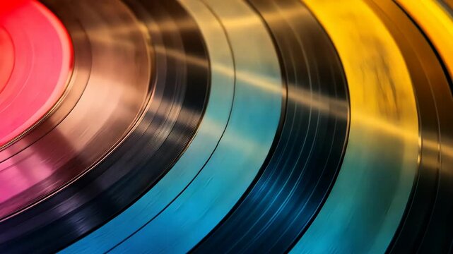 Abstract vinyl record background video with grunge effect