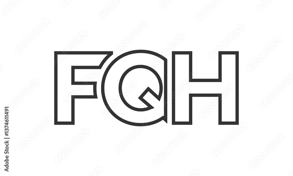 Poster fqh logo design template with strong and modern bold text. initial based vector logotype featuring s
