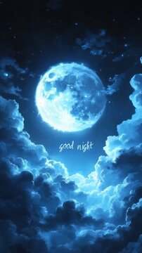 A stunning skywriting display featuring the words 'Good Night' elegantly formed in the sky. The white smoke letters contrast beautifully against the deep blue sky, creating a mesmerizing effect.