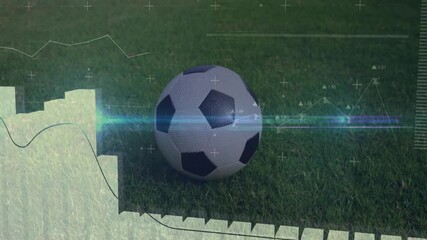 Soccer ball on grass with animation overlay for data processing visualization - Powered by Adobe