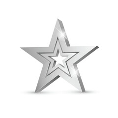 Winner award. silver star 3d symbol. Poster template for event party. Vector illustration