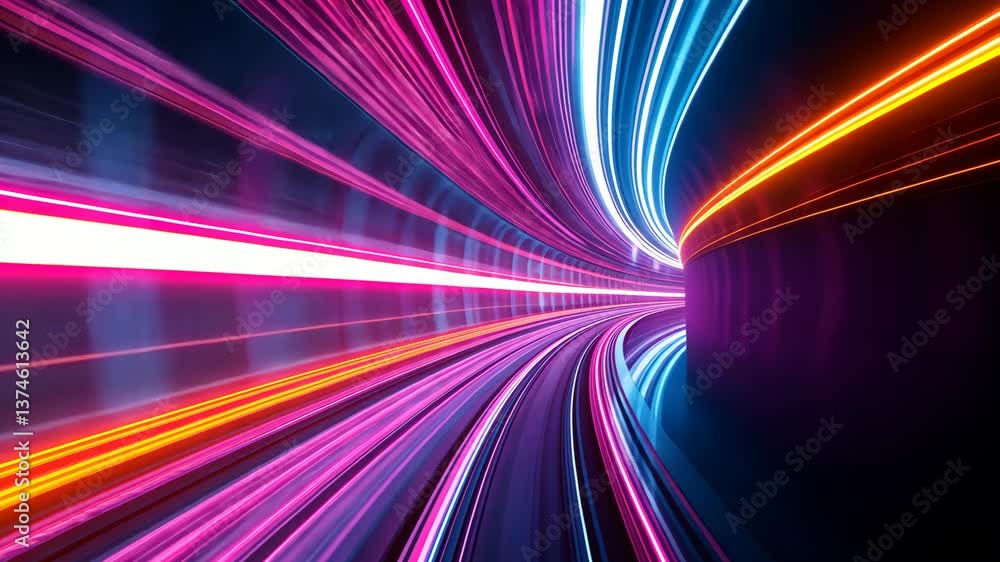 Aufkleber dynamic neon light tunnel with color transitions and speed motion effects