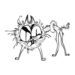 hunting cat line art design 