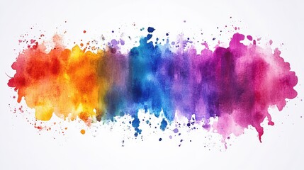 Vibrant Watercolor Splash with a Gradient of Colors from Red to Purple on a White Background Perfect for Artistic Designs and Creative Projects