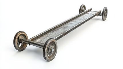 Vintage Industrial Platform with Wheels for Transportation and Display, Metal Construction with Rustic Finish, Perfect for Creative Design Projects and Home Decor