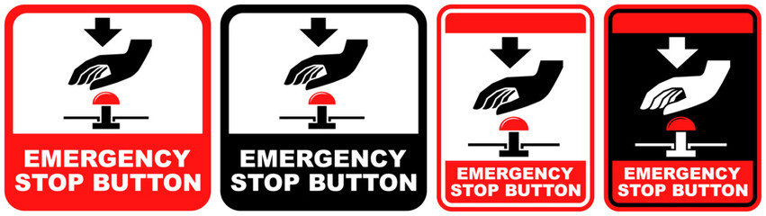 set sign emergency stop button symbol design label template vector illustration