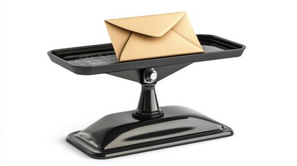 Vintage Scale with a Gold Envelope Displayed on It, Symbolizing Communication, Correspondence, and the Importance of Personal Touch in the Digital Age