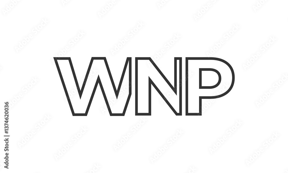 Fototapete WNP logo design template with strong and modern bold text. Initial based vector logotype featuring simple and minimal typography. Trendy company identity.
