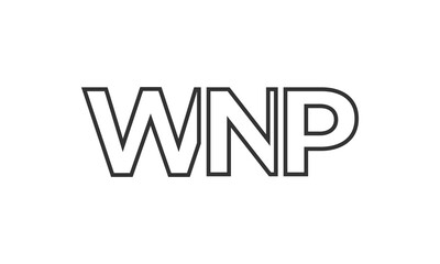 WNP logo design template with strong and modern bold text. Initial based vector logotype featuring simple and minimal typography. Trendy company identity.