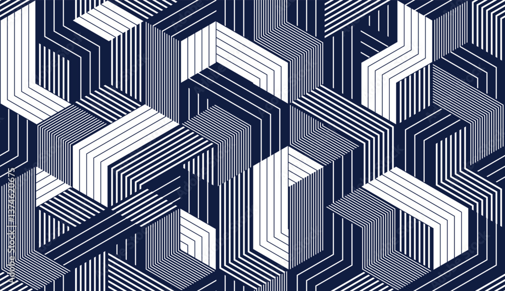 Aufkleber cubic surreal maze seamless pattern, trippy unreal vector geometric abstract background, impossible 