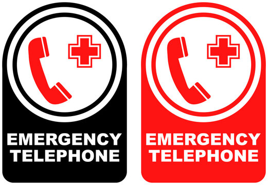 Set vector emergency telephone sign symbol labels sticker design illustration